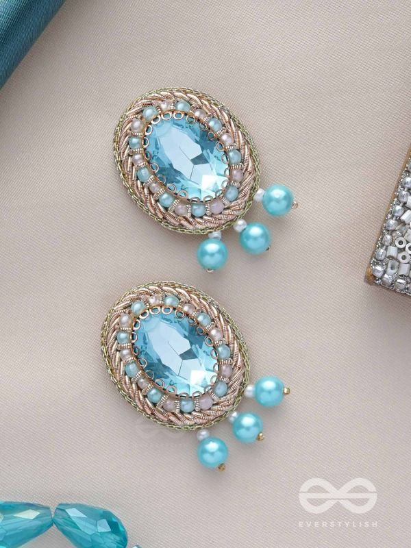 MANIMUKULITA - THE JEWEL STUDDED - STONE AND PEARLS EMBROIDERED STUD EARRINGS