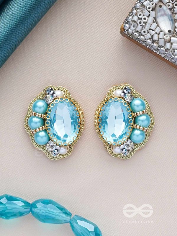 PRABHASVARA - THE RADIANT SKY - STONE, PEARLS AND BEADS EMBROIDERED EARRINGS