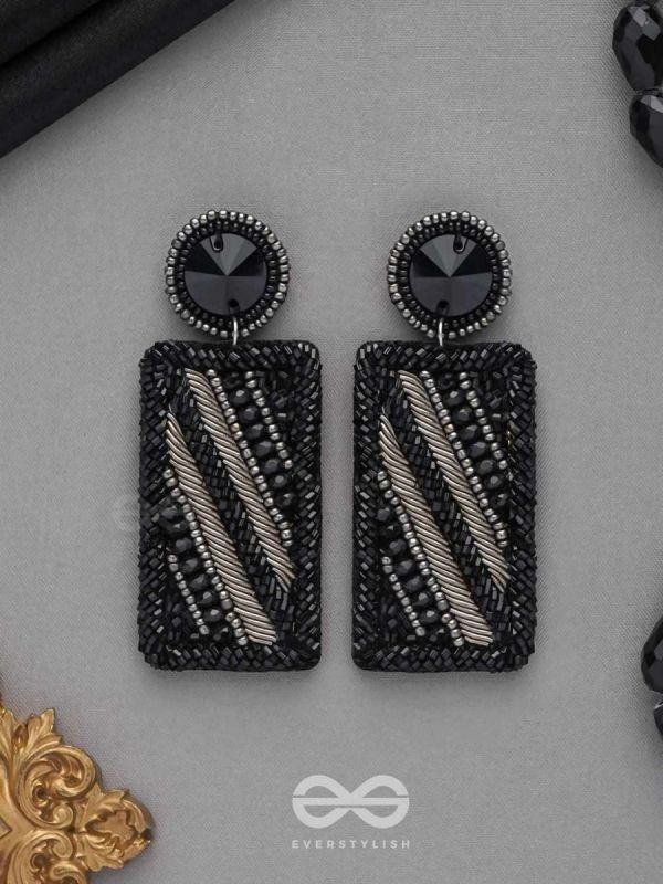 RATRIKANTA - THE BEAUTY OF DARK - BEADS AND STONE EMBROIDERED EARRINGS