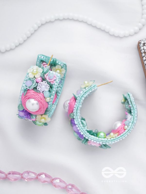 ABHICHARINI - THE ENCHANTRESS BOUQUET - SEQUINS, PEARLS AND BEADS EMBROIDERED EARRINGS