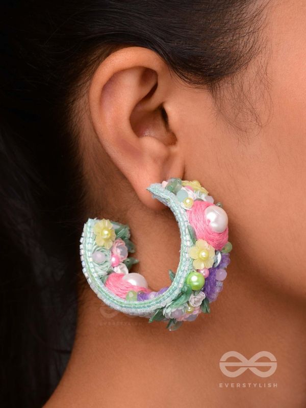 ABHICHARINI - THE ENCHANTRESS BOUQUET - SEQUINS, PEARLS AND BEADS EMBROIDERED EARRINGS