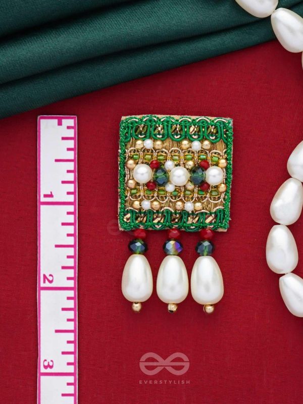 Kasisa - Scarlet's Secret Garden - Beads And Pearls Hand Embroidered Earrings
