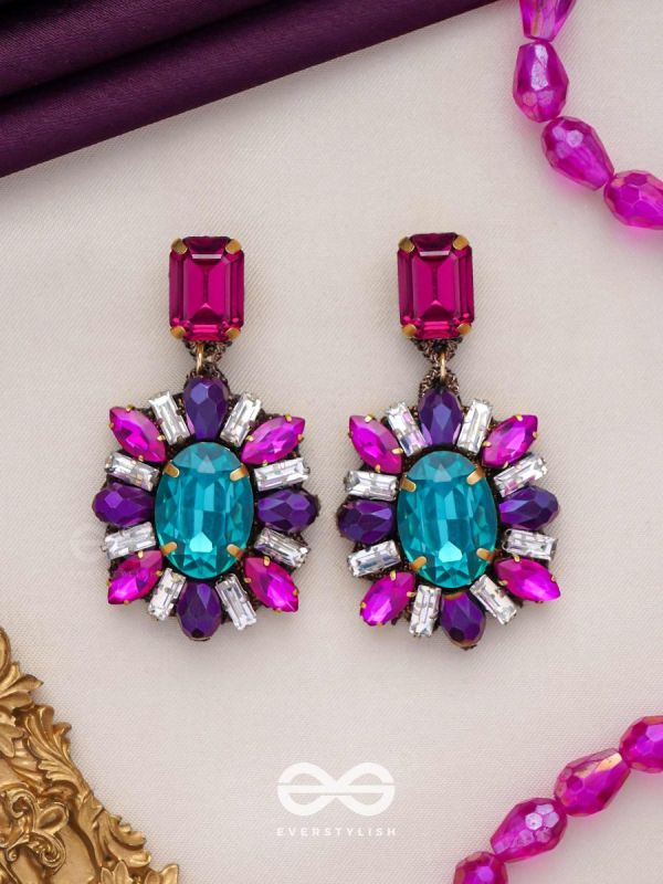 RATNAVILASINI - DECORATED IN JEWELS - STONE EMBROIDERED EARRINGS