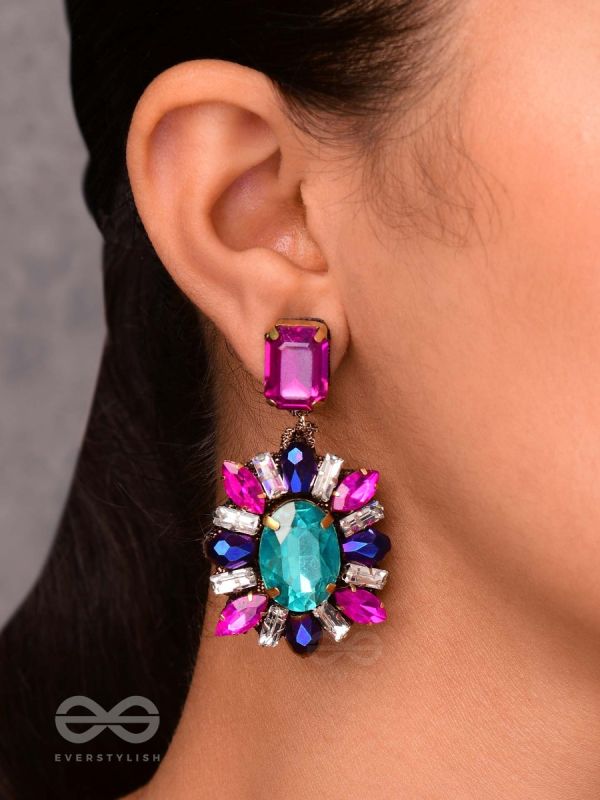 RATNAVILASINI - DECORATED IN JEWELS - STONE EMBROIDERED EARRINGS