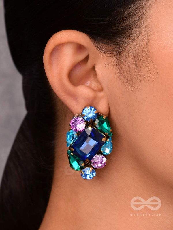 Ratnakunja - Cluster of Gems - Stone embroidered earrings 
