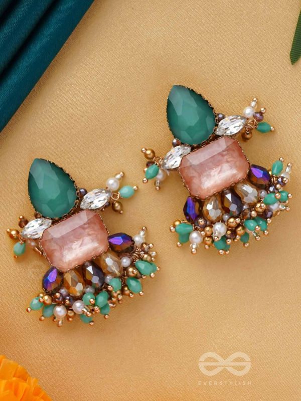 VEDHANIK - THE GEMFIRE SPARKLE - STONE AND BEADS EMBROIDERED EARRINGS