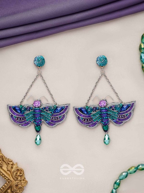 MAINAKA - THE MAGNIFICENT WINGS - SEQUINS, STONES AND BEADS EMBROIDERED EARRINGS
