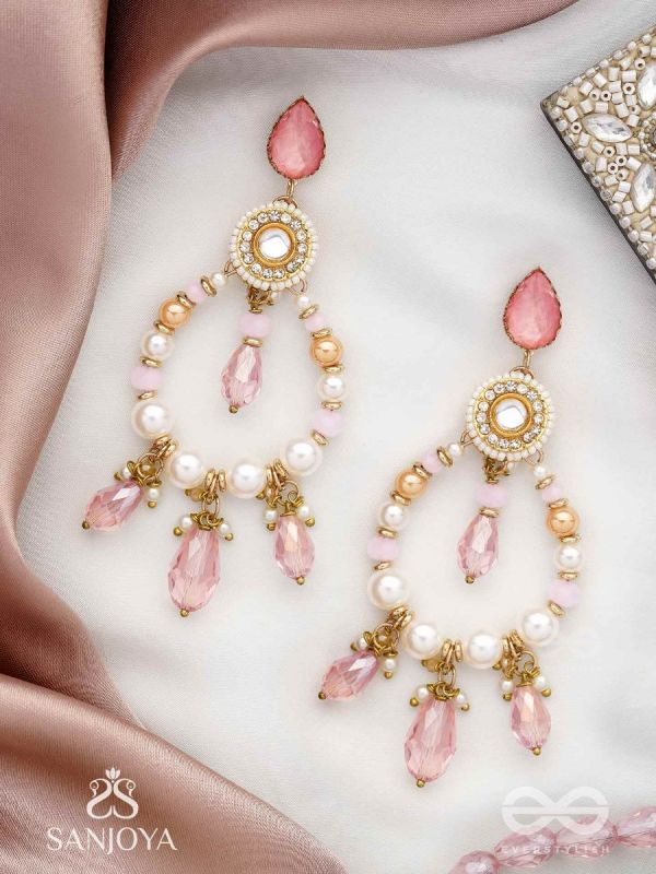 Uthila - Rosey Glow Gala - Golden Embellished Earrings