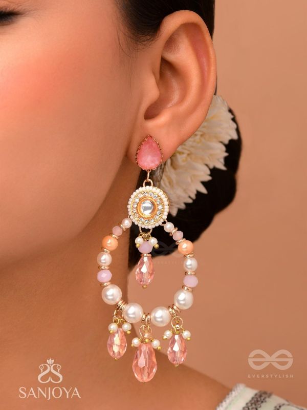 Uthila - Rosey Glow Gala - Golden Embellished Earrings