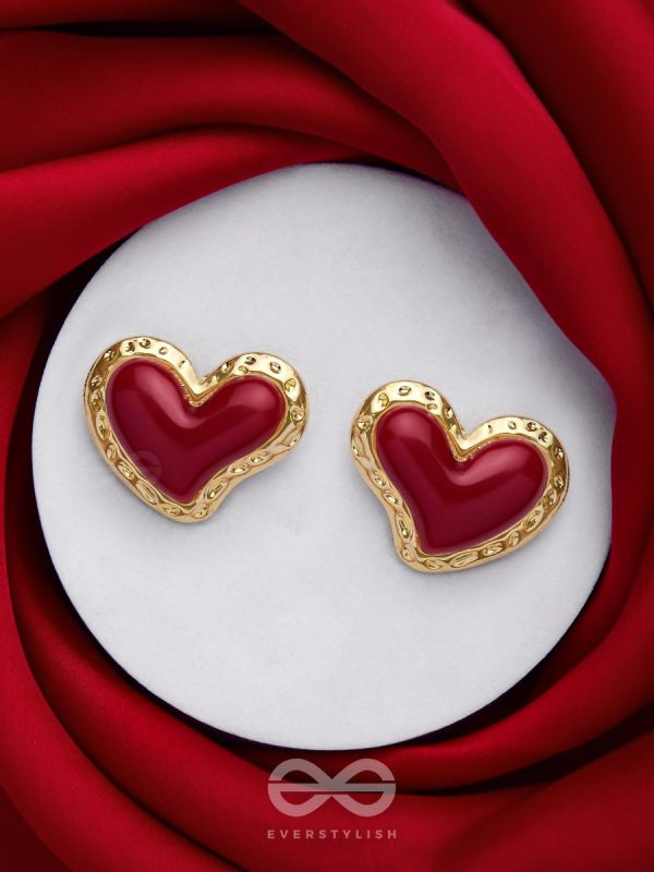 BEATS OF BEAUTY - GOLDEN EMBELLISHED EARRINGS (RED)