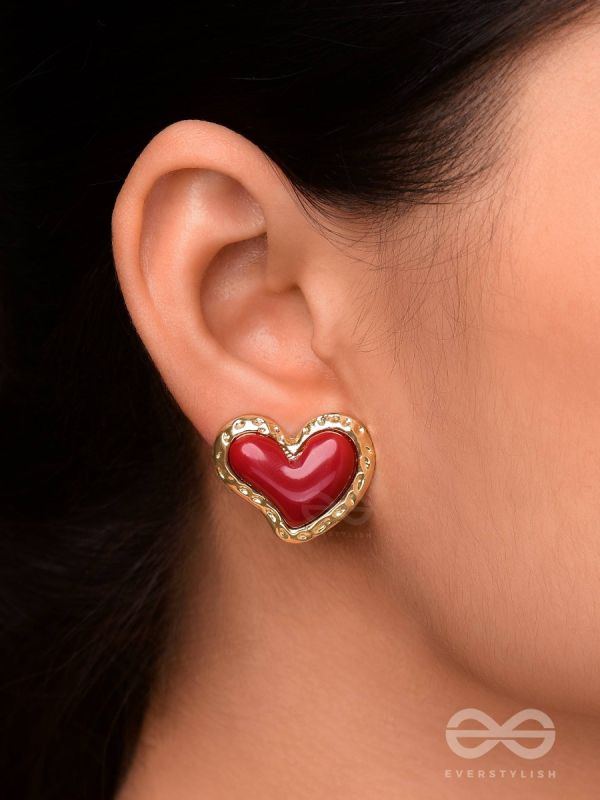 BEATS OF BEAUTY - GOLDEN EMBELLISHED EARRINGS (RED)