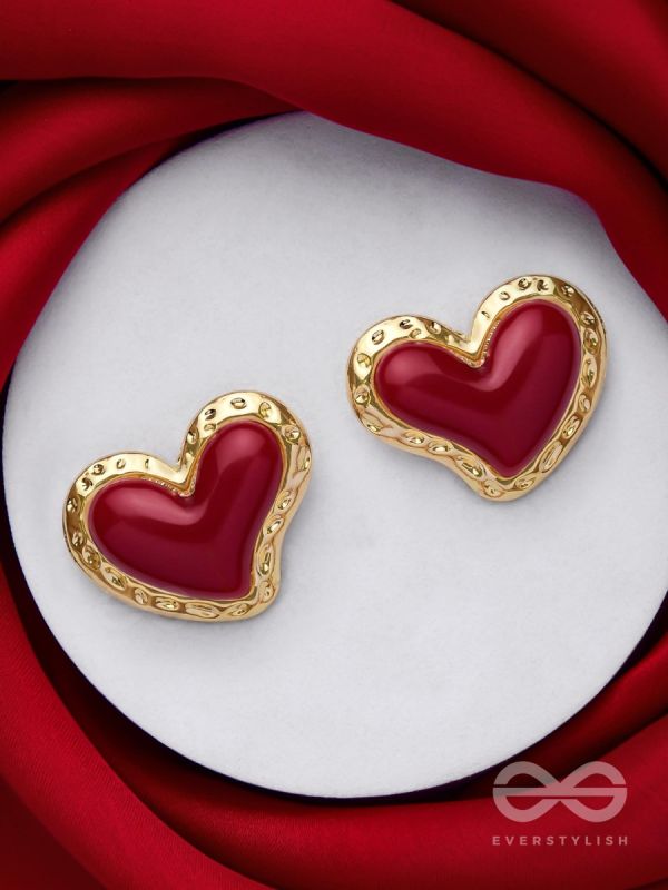 BEATS OF BEAUTY - GOLDEN EMBELLISHED EARRINGS (RED)