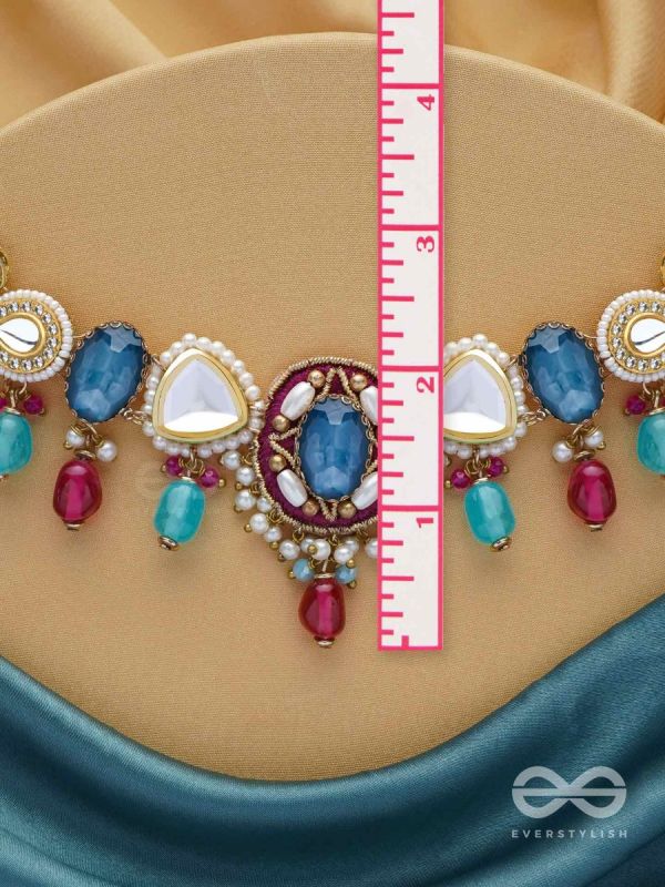 VAIYATYA - THE CELESTIAL GLOW - STONE, BEADS, POLKI AND KUNDAN FINISHED EMBROIDERED NECKPIECE