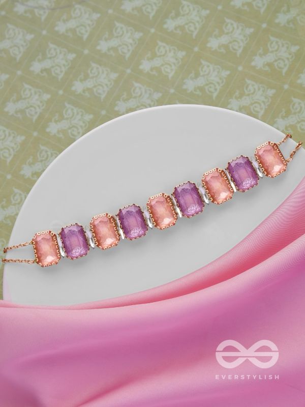 The Tropical Blush - Statement Choker Neckpiece With Anti-Tarnish Coating (Orange & Purple)