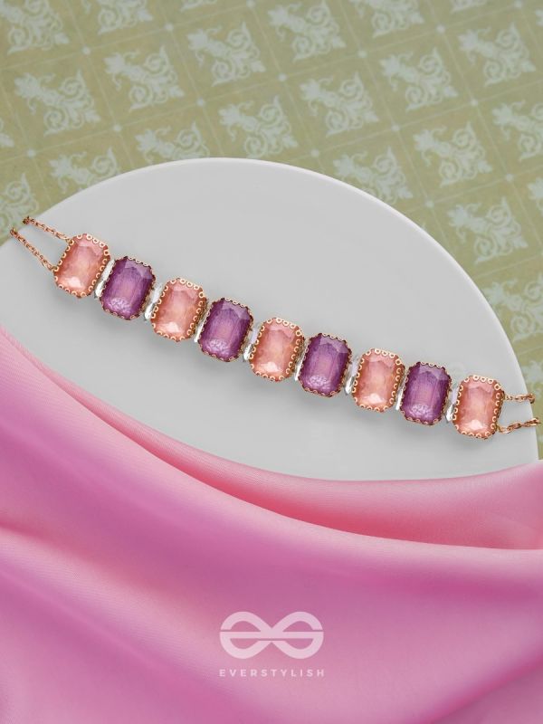 The Tropical Blush - Statement Choker Neckpiece With Anti-Tarnish Coating (Orange & Purple)