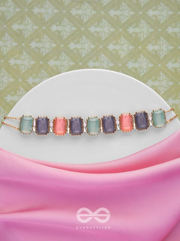 The Tropical Blush - Statement Choker Neckpiece With Anti-Tarnish Coating (Teal, Blue & Pink)
