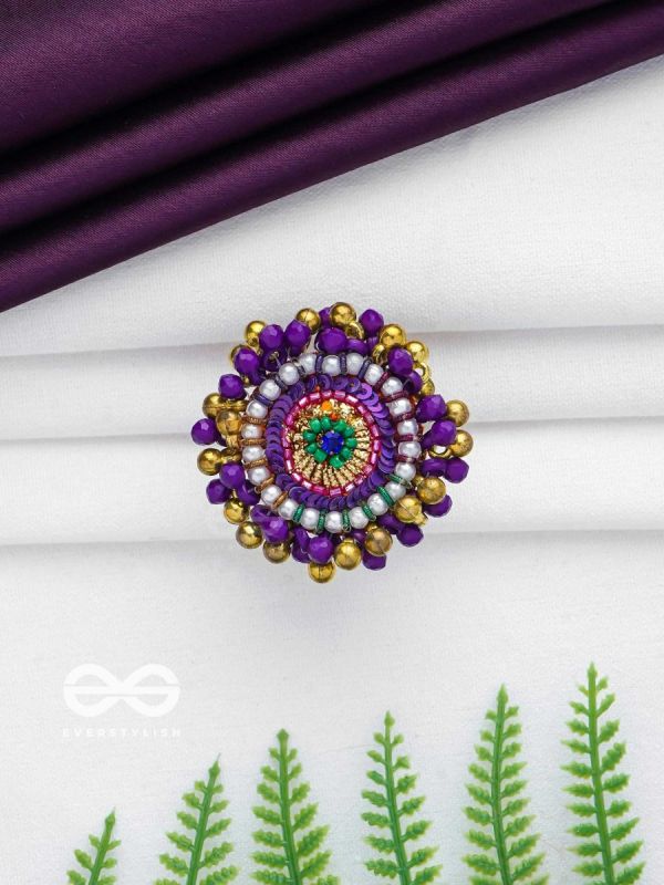 Agnisikha - The Beaded Flower - Beads And Sequins Hand Embroidered Ring
