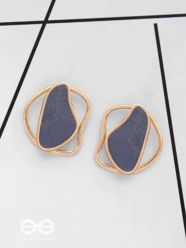 The Mystical Aura - Golden Enamelled Stud Earrings