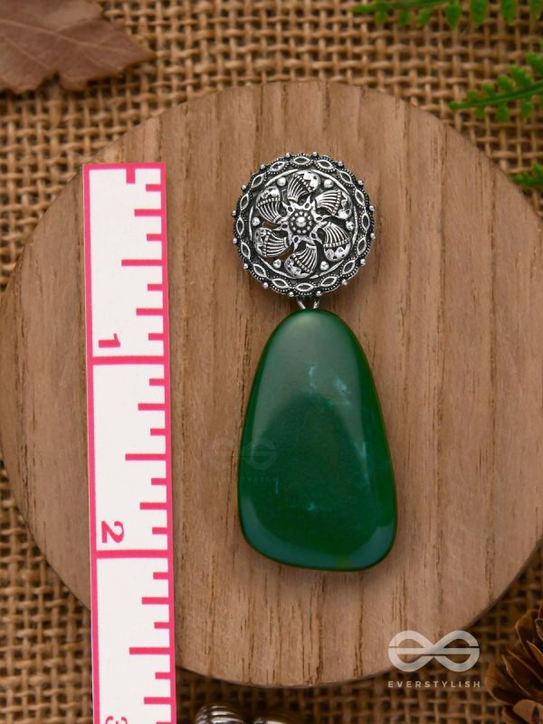 THE  JADE ELEGANCE - OXIDISED JHUMKA EARRINGS