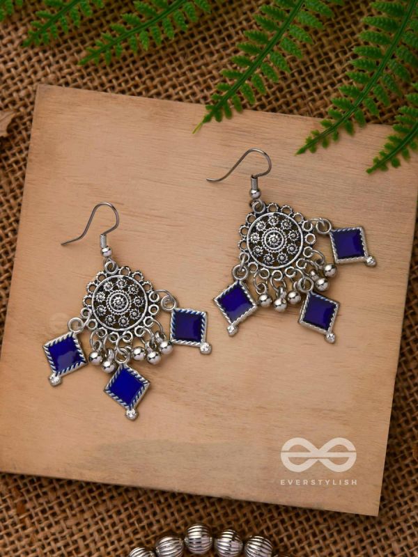 RUSTIC MIDNIGHT CHARMS - OXIDISED JHUMKA EARRINGS