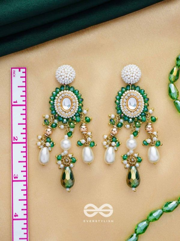 Agrevana - Forest Fables - Golden Embellished Polki And Kundan Finished Hand Embroidered Earrings