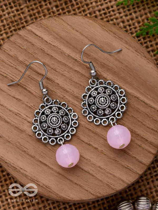 BLUSH BLOSSOMS - OXIDISED JHUMKA EARRINGS