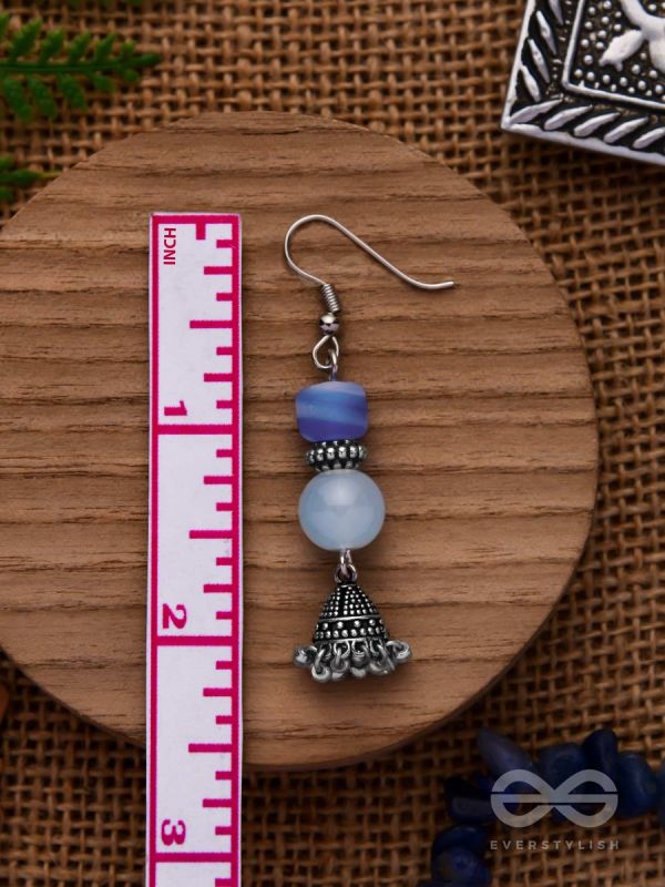 A CELESTIAL WAVE - EMBELLISHED OXIDISED JHUMKA EARRINGS