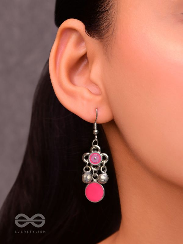 Rosy Tinkles - Enamelled Oxidised Earrings