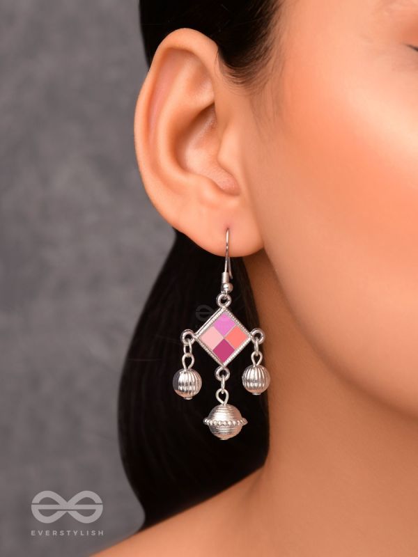 Razzle-Dazzle Drops - Enamelled Oxidised Earrings