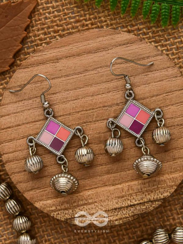 Razzle-Dazzle Drops - Enamelled Oxidised Earrings