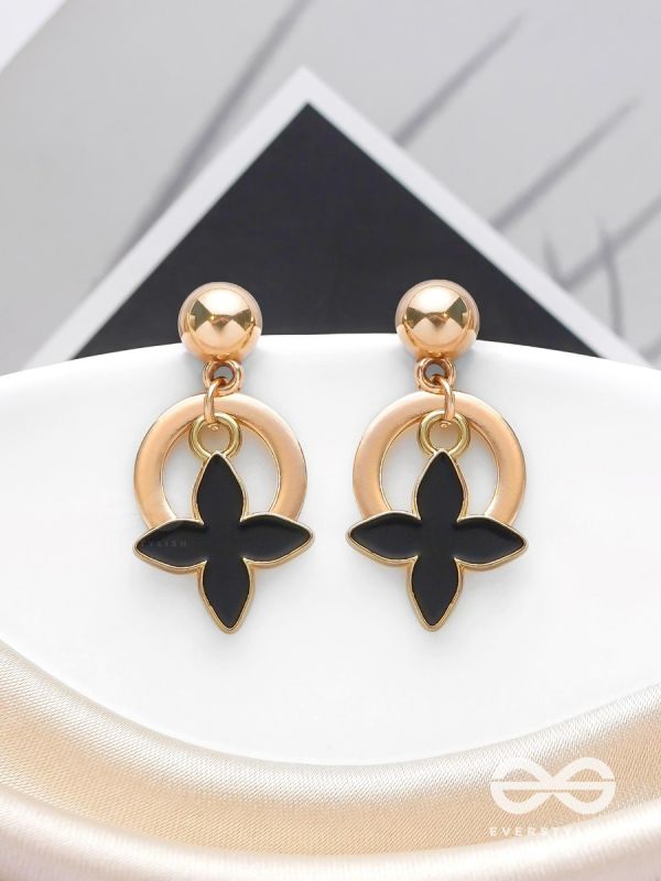 The Strike Stars - Golden And Black Earrings