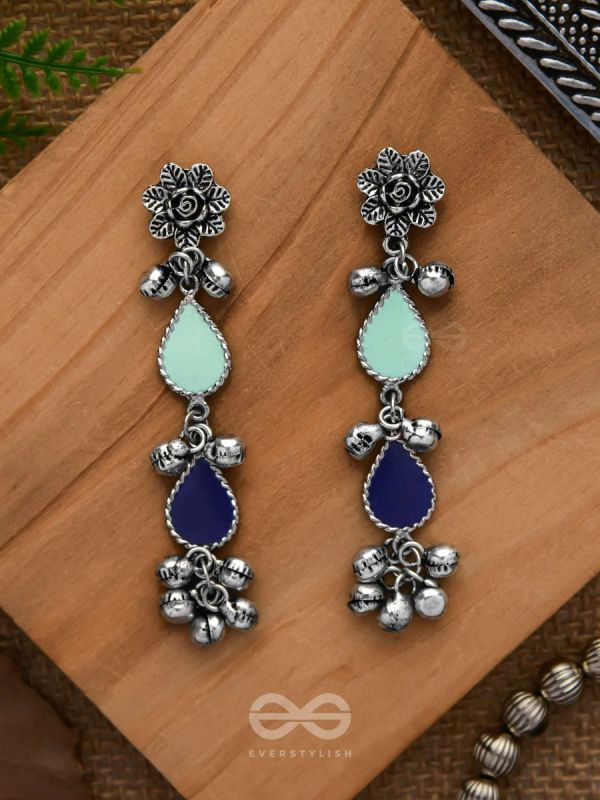 Rainy Day Delights - Silver Enamelled Earrings