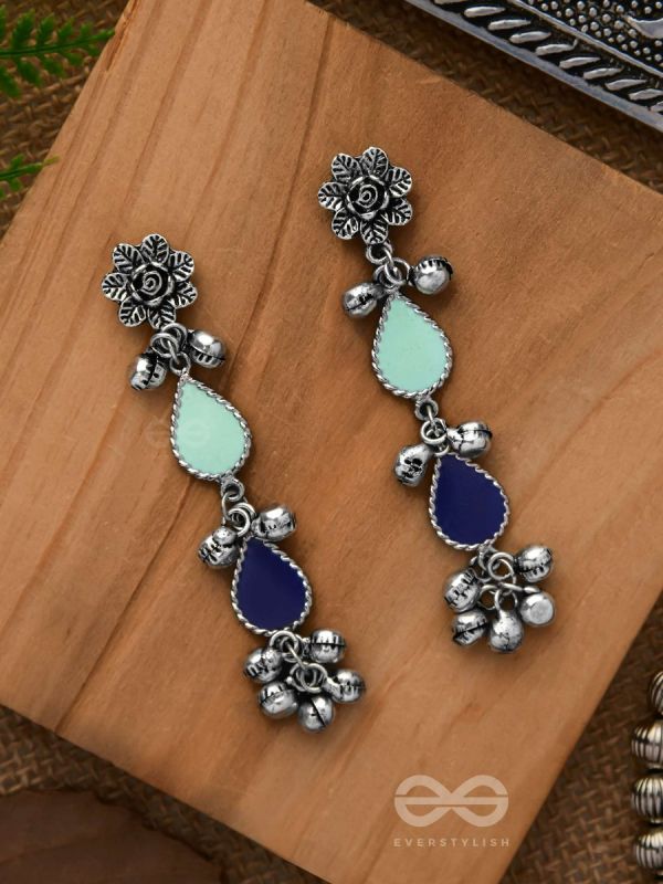 Rainy Day Delights - Silver Enamelled Earrings