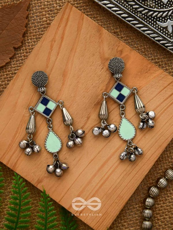 Minty Melodies - Enamelled Oxidised Earrings