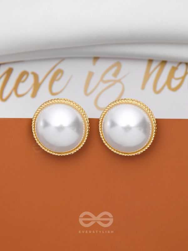 THE IVORY ILLUSION - GOLDEN PEARL STUD EARRINGS
