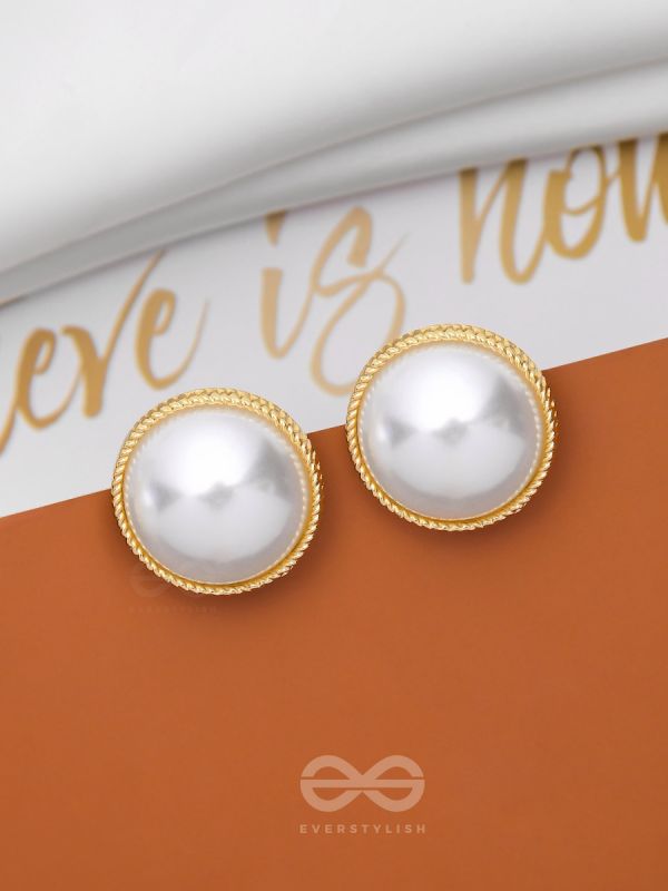 THE IVORY ILLUSION - GOLDEN PEARL STUD EARRINGS