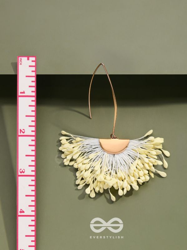 FREE SPIRIT SYMPHONY - GOLDEN EMBELLISHED EARRINGS (WHITE)