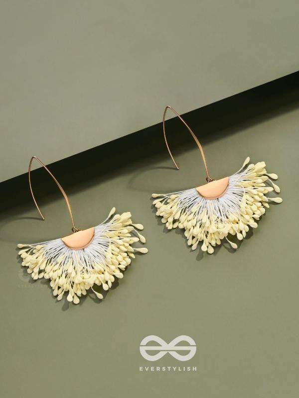 FREE SPIRIT SYMPHONY - GOLDEN EMBELLISHED EARRINGS (WHITE)