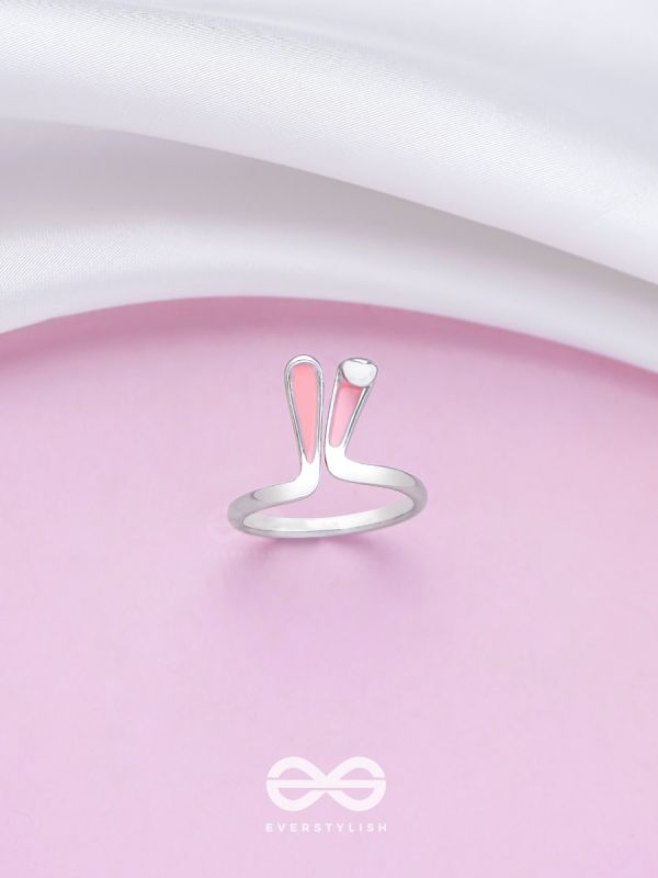 EASTER EARS - SILVER AND PINK RING (ONE SIZE)