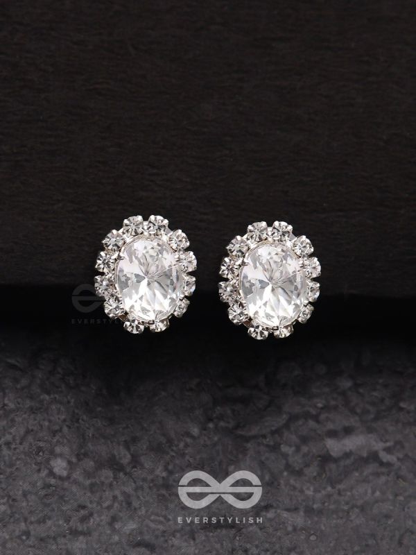 SHIMMER AND SHINE - SILVER EMBELLISHED STUD EARRINGS