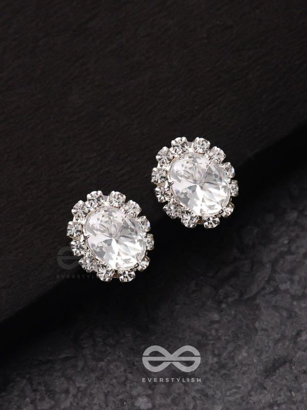 SHIMMER AND SHINE - SILVER EMBELLISHED STUD EARRINGS