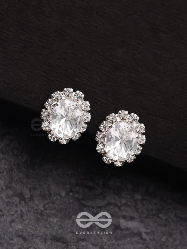 SHIMMER AND SHINE - SILVER EMBELLISHED STUD EARRINGS