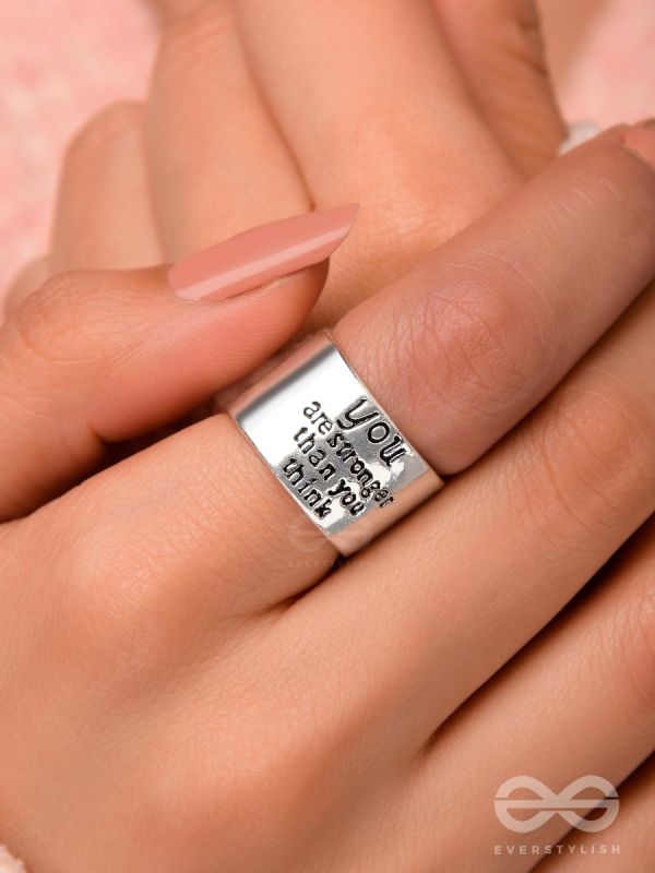 POSITIVE VIRTUE - STATEMENT SILVER RING (ADJUSTABLE)