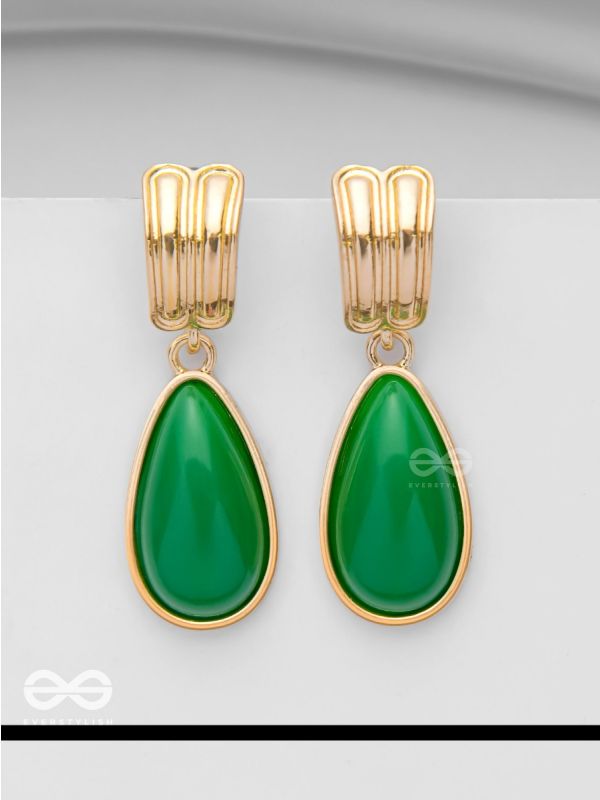 THE LIME LIGHT - GOLDEN AND GREEN DROP EARRINGS