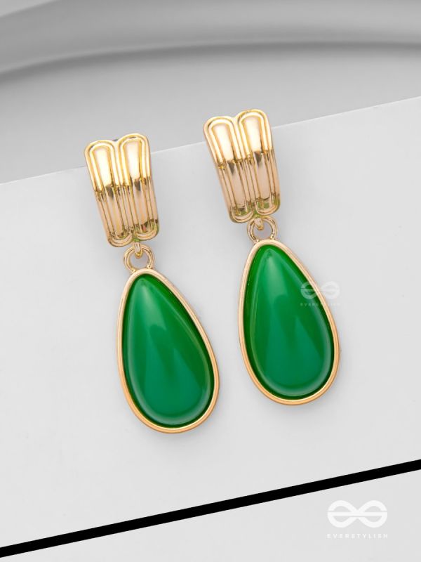 THE LIME LIGHT - GOLDEN AND GREEN DROP EARRINGS
