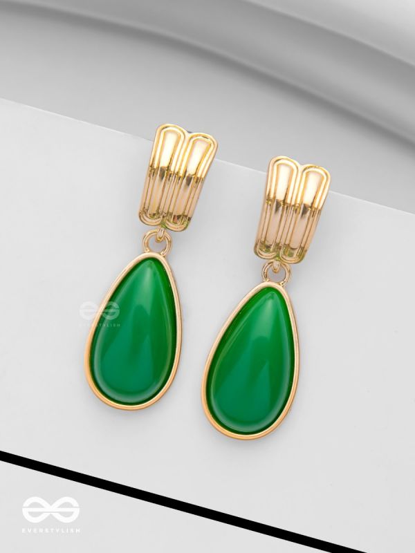 THE LIME LIGHT - GOLDEN AND GREEN DROP EARRINGS