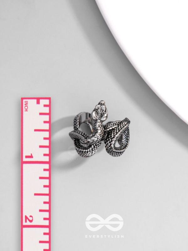 NIGHTSHADE BASILISK - STATEMENT SILVER RING (ADJUSTABLE)