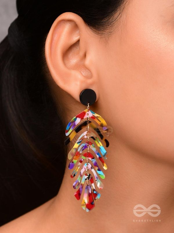 THE TROPICAL LEAFLETS - MULTICOLOR ACRYLIC EARRINGS