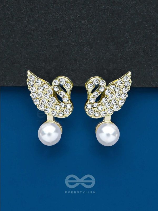 THE SWAN'S EMBRACE - GOLDEN EMBELLISHED EARRINGS