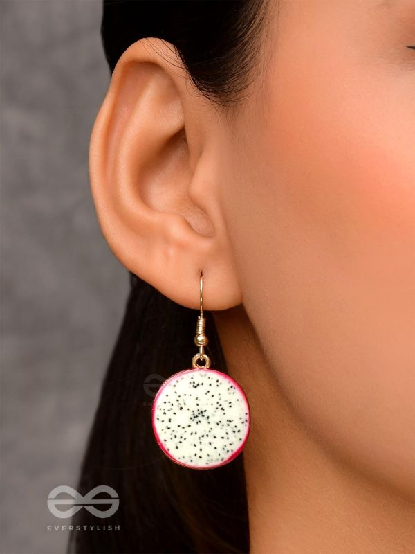 THE DRAGONFRUIT DELICACY - GOLDEN EMBELISHED EARRINGS